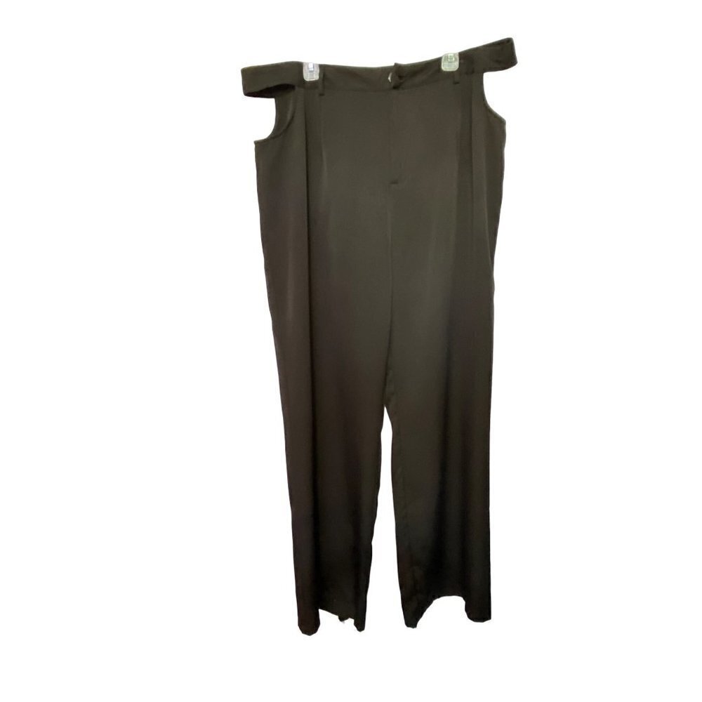 NWT Pretty Little‎ Things Cut Out Waist Wide Leg Black Trousers Size 16